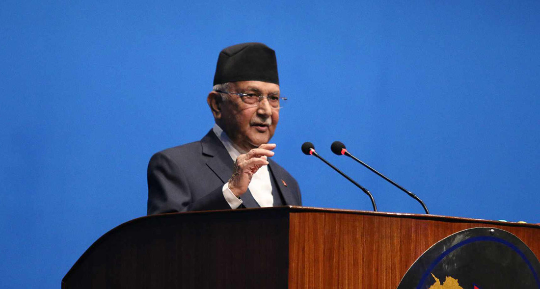 माधव नेपाललाई ब्यंग्य गर्दै ओलीको जवाफ– प्रधानमन्त्रीको पद बाँड्न अहिलेको गठबन्धन गरिएको हैन