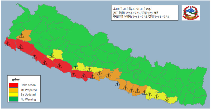 तराईमा शुक्रबारसम्म तातो हावा चल्ने, तापक्रम ४० डिग्रीभन्दा माथि पुग्ने