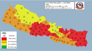 पाँच दिन मनसुन थप सक्रिय हुने, चार प्रदेशका ३४ जिल्ला ‘रेडजोन’मा