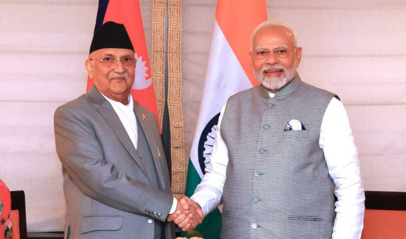 प्रधानमन्त्री ओली र भारतीय समकक्षी मोदीबीच भेटवार्ता